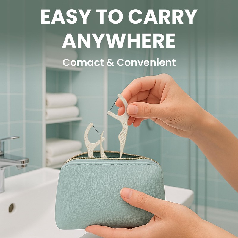 Natural Dental Floss Picks 75 Pack – Organic Biodegradable Floss