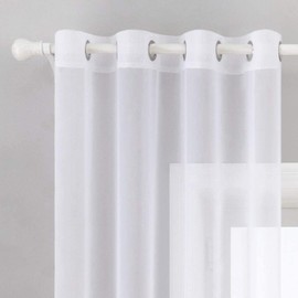MIULEE Voile Curtains With Eyelets, Transparent Look, Made of Voile Polyester, Eyelet Curtains, Transparent Curtains For Living Room, Bedroom, Baby Room, Set of 2