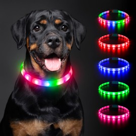 Kpuplol Luminous Collar, Dog, 12 Lighting Modes, Dogs, LED Collar, Up to 12 Hours of Charging, Adjustable Size, Night Walking Light, Waterproof, Safety Measures, Visibility (Yellow)
