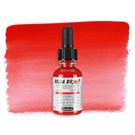 Schmincke - AQUA DROP, liquid, pigment-based watercolour, vermilion red in 30 ml pipette bottle, 24320034, for watercolorpainting, urban sketching, calligraphy, handlettering, lightfast