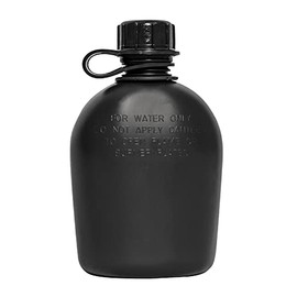 Genuine G.I. 3 Piece 1 Quart Plastic Canteen, Black