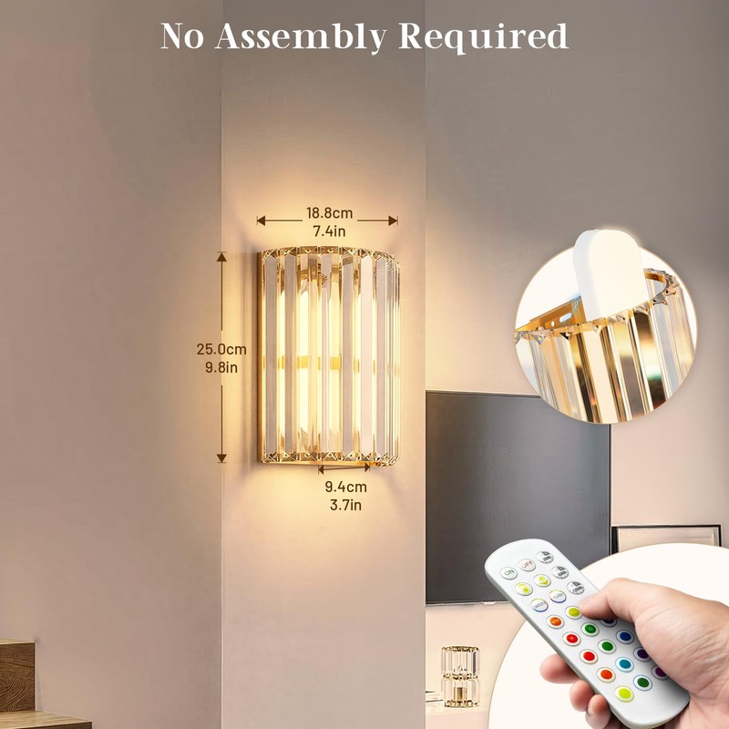 Keep Shinning Gold Battery Operated Wall Sconces Set of Two,