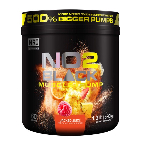 MRI NO2 Black Nitric Oxide Supplement for Pump, Muscle Growth, Vascularity & Energy - Powerful NO Booster Pre-Workout with Citrulline + 60 Servings (Jacked Juice)