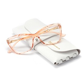 HAITONGCR Ladies' Square-Frame Blue Light Blocking Reading Glasses for Women Crown R1106