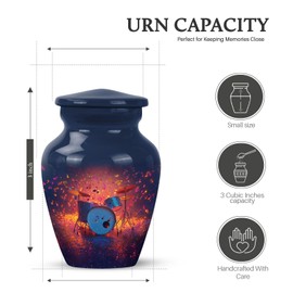 KARYLIZ Drum Urn - Drum Mini Keepsake for Women & Men - Small Urns for Human Ashes Adult Man - Memorial Urn for Ashes Adult Male Drums - Funeral Cremation Urns for Dad 3 Inch