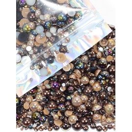 Rhinova 100g Mix Pearls and Rhinestones for Crafting, Sizes Range 3mm-10mm Pearl Beads for Bedazzler Rhinestones for Bedazzling Pearls for Crafting Sock Charms Nail Shoe Mugs (Coffee Galaxy Mix)