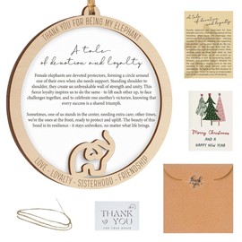 Friendship Elephant Ornament, Wooden Hanging Elephant with Story Card for Best Friends Sisters Women, Birthday Presents