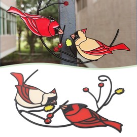 ECSiNG 1 PC Cardinal Bird Stained Window Hanging Ornaments Hummingbird Suncatcher Decoration for Home Gifts for Bird Lovers Family 15x9cm