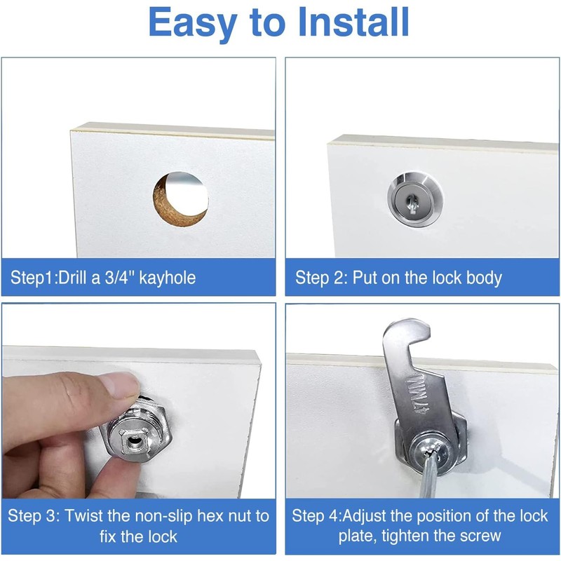Cylinnda Cabinet Locks with Keys, 1-1/2" Long Cam Locks keyed