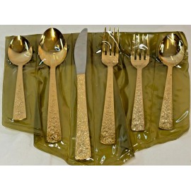 Cellini Romanesque Vtg Cellini Romanesque 1968 Roses Gold Electroplate Silverware 1 Place Setting