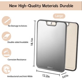 Titanium Cutting Boards for Kitchen Double-Sided, Cutting Board Double Sided Food Grade, Pure Titanium and Wheat Straw PP, Dishwasher Safe Easy to Clean (Large 12"L x 18"W)
