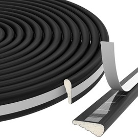 Weather Stripping Door Seal, Window Sealer Insulation Strip for Winter, Draft Blocker PU Foam Tape Seals, Window Weatherproofing Gap Filler Draft Seal (Black, 16.3ft (196inch))