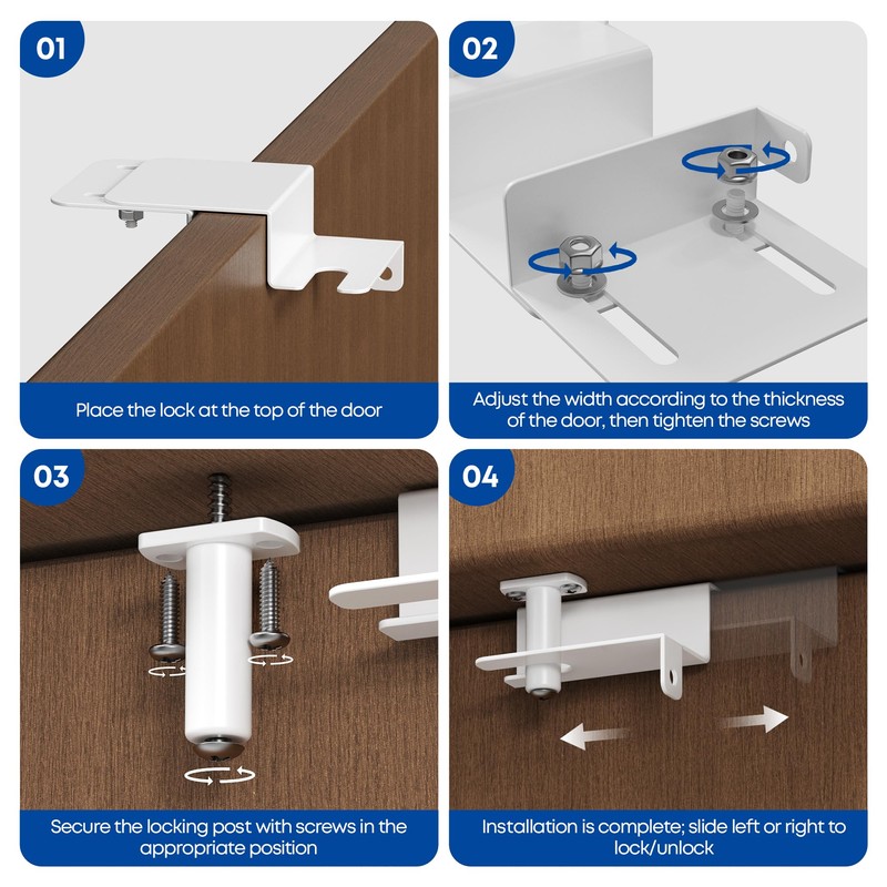 RIAUOR Child Safety Door Top Lock - Adjustable Child Proof