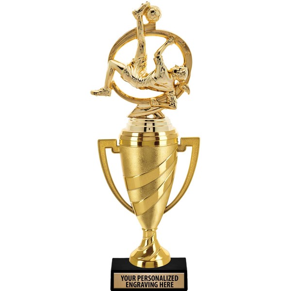 Crown Awards Soccer Trophy, 14" Gold Cup Girls Soccer Trophies