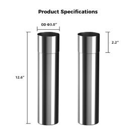 MIZUDO 3" OD x 12.6" Length Stainless Steel Direct Vent Straight Pipe, 2PCS, Perfect for Water Heater Round Tube Air Ventilation and Vent Pipe Ductwork