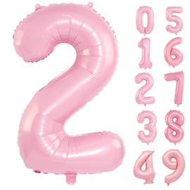 Light Pink 2 Number 40 Inch Pink Large Balloons Big Foil Helium Number Balloons 0-9 Jumbo Happy 2nd Mylar Birthday Party Decorations for Girl Anniversary Party Supplies
