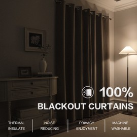 KEQIAOSUOCAI Taupe 100% Blackout Linen Curtains 102 Inches Long 2 Panels for Bedroom,Country Rustic Full Light Blocking Curtain Drapes for High Ceiling Patio Sliding Door W50 x L102 Inch Length,8.5FT