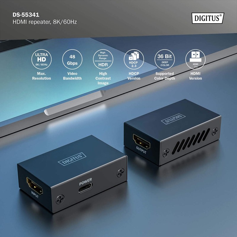 DIGITUS HDMI Repeater - UHD 8K/60Hz 10m - UHD 4K/60Hz