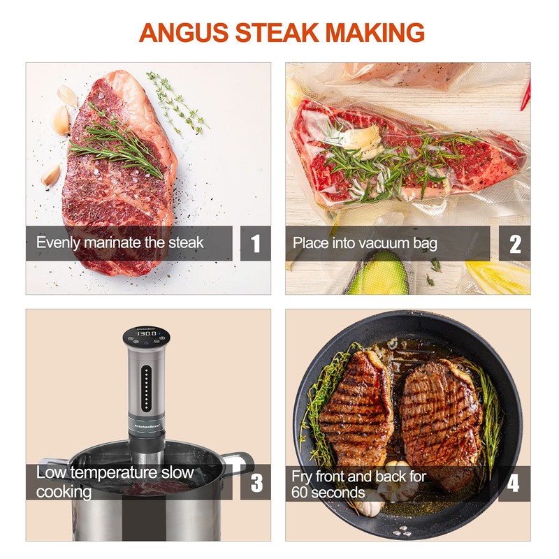 KitchenBoss Sous Vide Cooker Machine | 1100 Watts IPX7 Waterproof