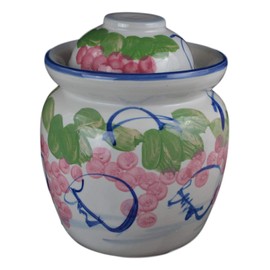 Festcool Medium Porcelain Pickling Jar 3 Liter with 2 Lids Fermenting Pickling Kimchi Crock Jingdezhen Chinese Korean (pink, 10.5")