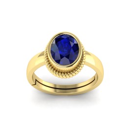 SirDaksh 7.25 Carat Blue Sapphire Birthstone Gold Plated Ring For Women