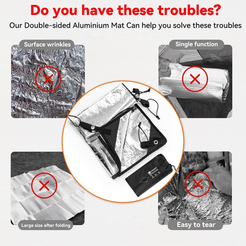 HIKEMAN Reflective Aluminium Camping Mat - Ultralight Aluminium Foil Insulation,