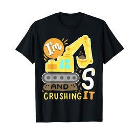 Kids 5th Construction Birthday Party I'm 5 Crushing It Boys T-Shirt