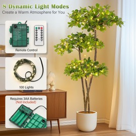 Artificial Black Olive Tree,6Ft Tall Faux Olive Tree in Pot with 3 Tier,Fake Plants with 50 Lights and Dimmer for Indoor Living Room Office Decor&Housewarming Gift