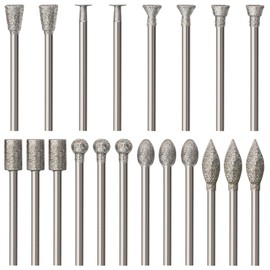 20PCS Stone Carving Set Diamond Burr Bits, HOMEIDOL Diamond Grinding Bits Suitable for Dremel, Polishing Kits Rotary Tools Accessories with 1/8" Shank for Carving, Engraving, Grinding, Stone, Glass