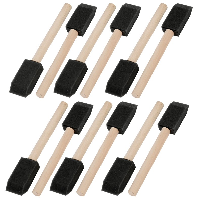 Mister Rui Poly Foam Paint Brushes, 12 Pack, 1 Inch