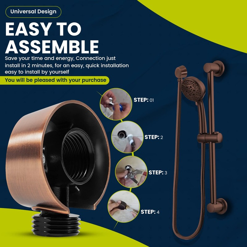 A725ORB Oil-Rubbed Bronze Round Drop Ell Supply Elbow, Handheld Shower