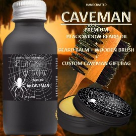 Caveman Hand Crafted Caveman™ Beard Oil Growth serum Set KIT with Balm +FREE Beard Brush