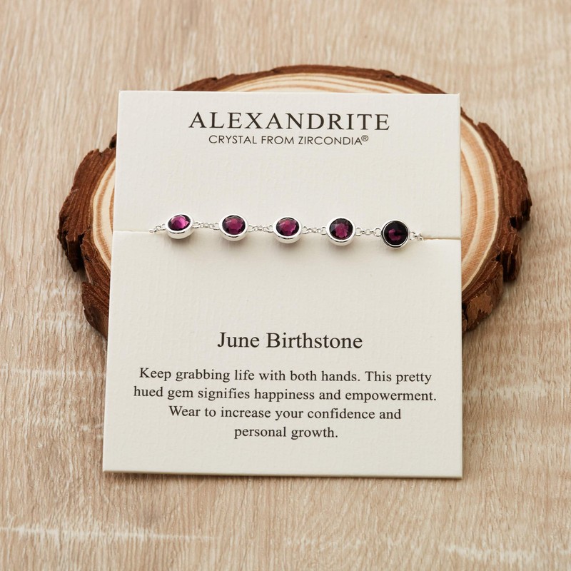 Philip Jones June Birthstone Bracelet Created with Alexandrite Zircondia® Crystals