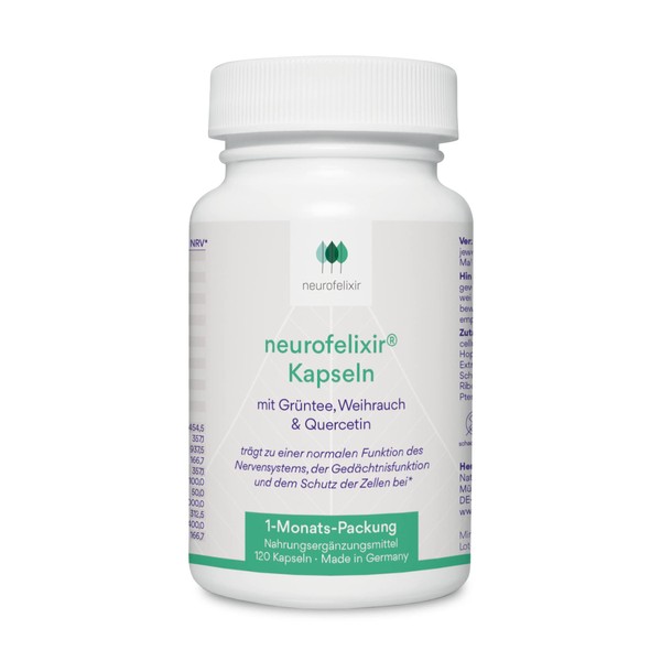 neurofelixir Capsules with EGCG, Turmeric, Coenzyme Q10, Vitamins and Amino Acids / For Brain, Memory & Concentration / 120 Capsules / 100% Vegan