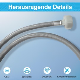 D.I. Accessa 1.6 m Water Hose Inlet Hose 3/4 Inch Straight/Angle 90 Degrees for Washing Machine Dishwasher 2556644 Compatible with Euromaid Dishwasher E14DWX