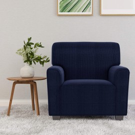 ZNSAYOTX Chair Slipcovers with Arms for Living Room High Stretchy Spandex Pet Friendly Armchair Furniture Protection Covers (Navy Blue, Chair)