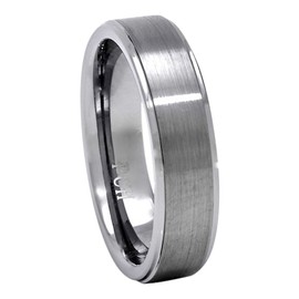 PCH Jewelers Tungsten Ring 6mm Brushed Finish Center Step Edge Classic Style Wedding Band 7-15 (7)