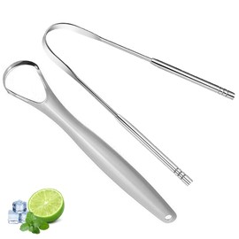 Shunshi Tongue Scraper for Adults,Shunshi Stainless Steel Tongue Cleaners Reduce Bad Breath 100% Metal Tough Scrapers for Men and Women Hygiene Product ('U'& Spoon Shape, 2 Pcs)