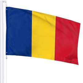 SHATCHI Romania National 5ft x 3ft Romanian Bunting Football Decorations Support Sport Festival Flag, Polyester
