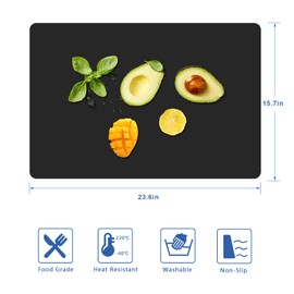 Silicone Placemats, Food-Grade Non-Slip Waterproof, Dining, Stain Resistant, Countertop Protector, Kitchen Counter Mat, Heat Resistant, Baking mat Dishwasher Safe (black, 1)