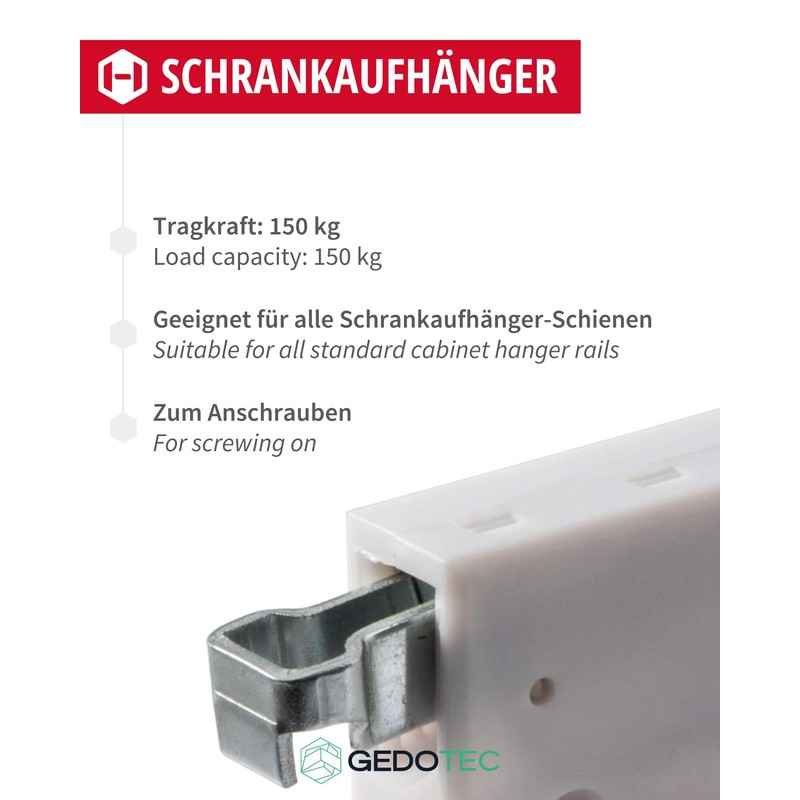 GedoTec Cabinet hanger SET COMPLETE white Wall support Cabinet mount
