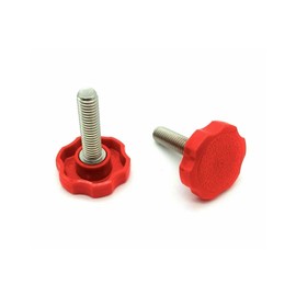 Red Thumb Screws with Rosette Fluted Head - 3/8-16" x 1" Clamping Knobs - Knurled Thumb Screw - SS Thumb Screw Red Thumbscrews Knurled Knob Screw Thumbscrew (4)