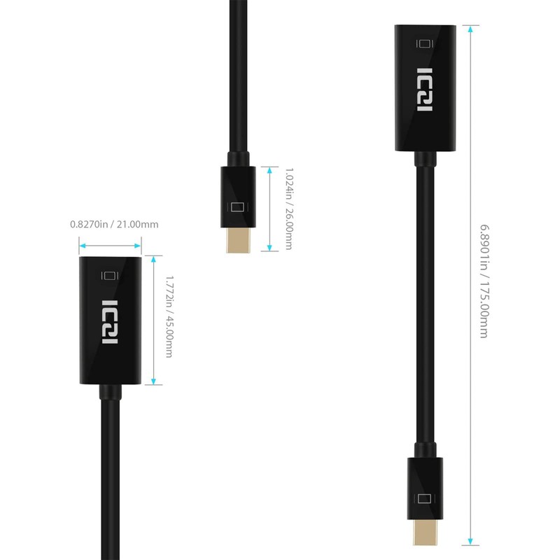 ICZI Mini DisplayPort HDMI Adapter, 4K@30Hz Mini Displayport for MiniDP