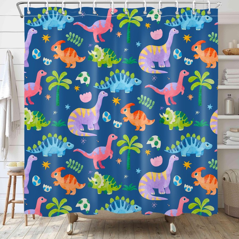 Dinosaur Shower Curtain Kids Bathroom Shower Curtain Set Boys Toddler