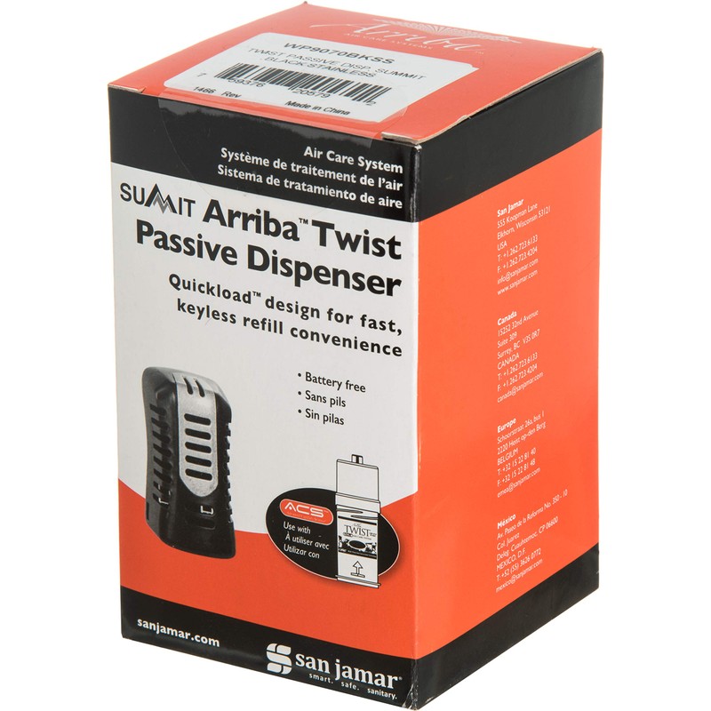 San Jamar WP9070BKSS Arriba Commercial Twist Passive Summit Air Freshener