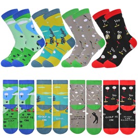 HZHSGLY 4Pairs Golf Socks for Men 9-12, Funny Funky Cotton Mens Golf Socks for Dad Teens Boy Husband Grandad Golfers Gifts