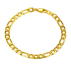 Gold Plated Chain Bracelet Men Women Stainless Steel Figaro Link Hand Chain Bracelets Jewelry