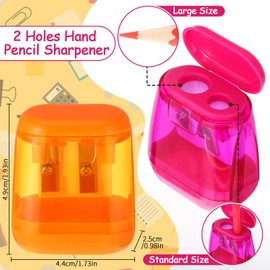 48 Pcs Chivertion Pencil Sharpeners Bulk for School Office, Dual Holes Manual Sharpeners for Kids Assorted Color Compact Sharpeners with Lid for Back to School Donation Supplies Party Favors