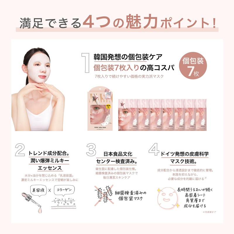 CICIBELLA Face Pack, Individually Packaged, Made in Japan, 7 Pieces,