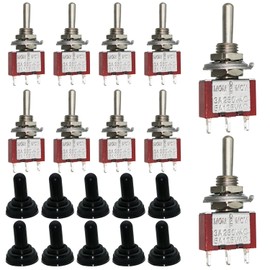 Mini Toggle Switch, Dujelixa 3 Pins 3 Position Bilateral Reset Switch Electronics, 6mm Panel Cut Out MTS-123 Momentary Switch 10 Pcs, Car Van Switch SPDT with M6 Waterproof Cap AC125V 6A(250V/3A)